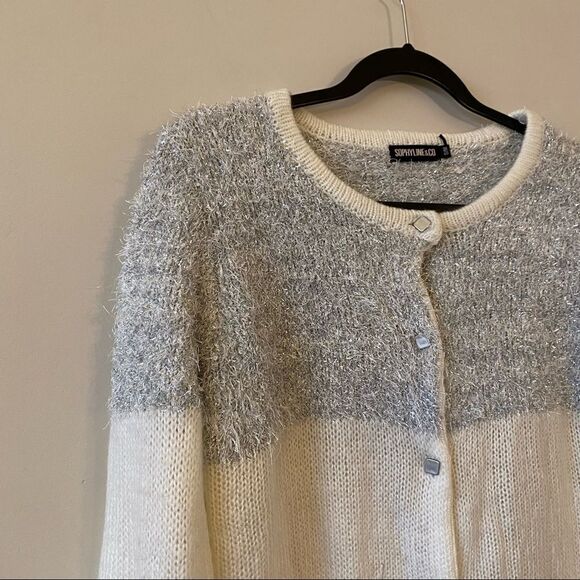 Sophyline & Co- Metallic Detail Top Button Front Cardigan - Picture 4 of 13